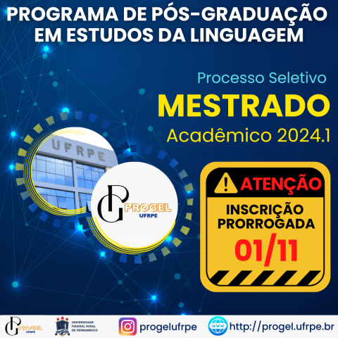 Prorrogação das Inscrições para o processo seletivo do PROGEL
